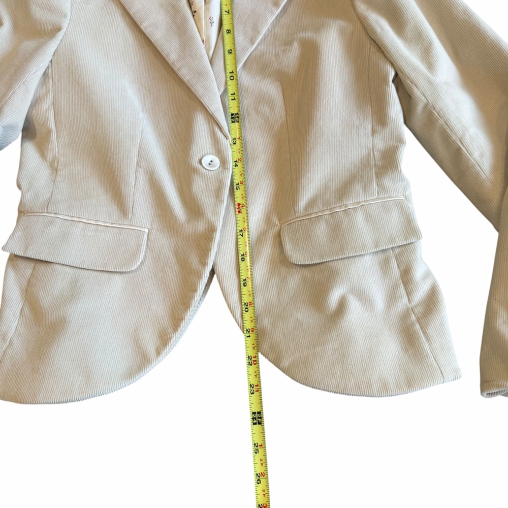 Rebecca Taylor Cream Corduroy Blazer Jacket Floral Lining Tailored Sz 8 - Picture 8 of 11